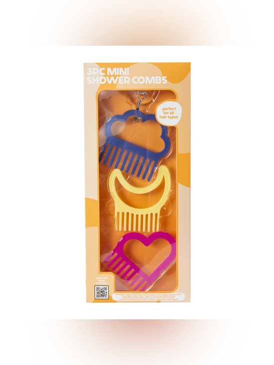 Accessories - 3 Mini Shower Comb Set – Blue, Yellow & Pink